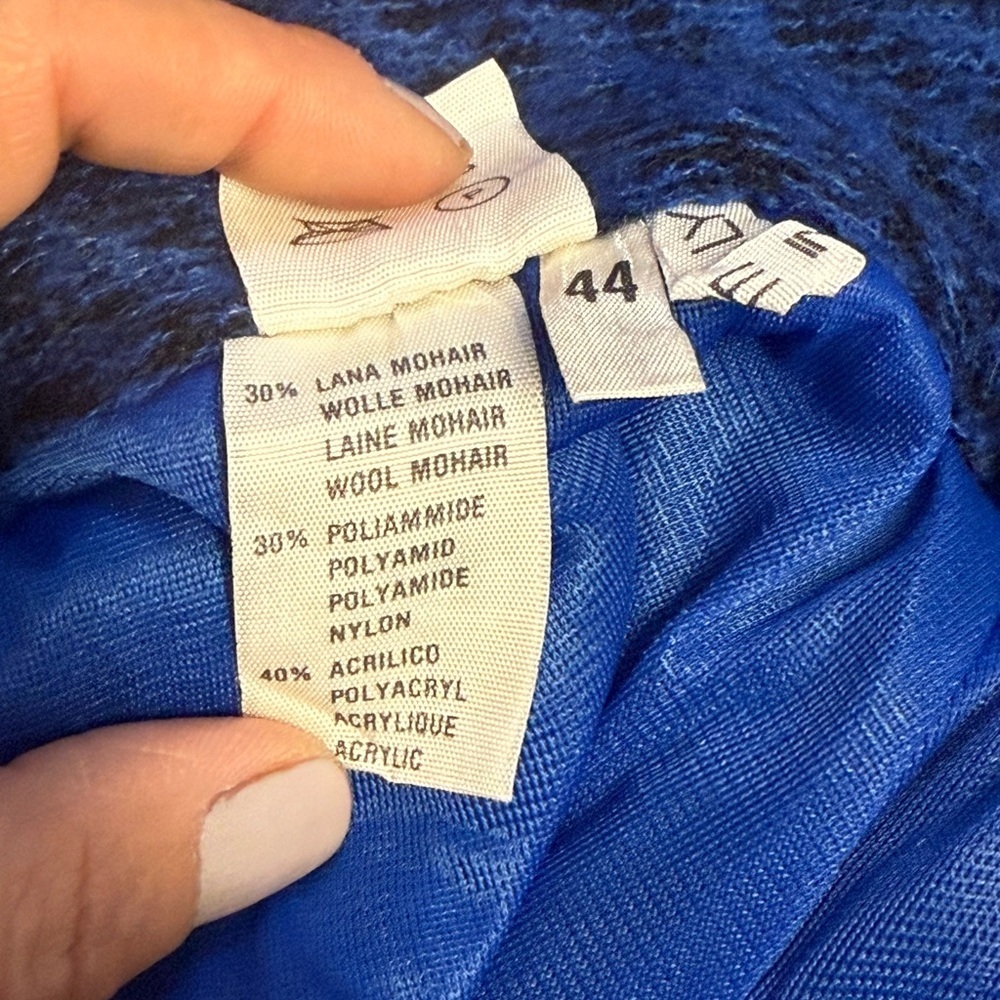 Vintage Franck Olivier Paris Eclectic Blue Women's Wool Mohair Skirt Retro Sz.M - Picture 4 of 8